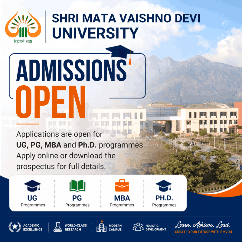 Shri Mata Vaishno Devi University — Admissions advertisement
