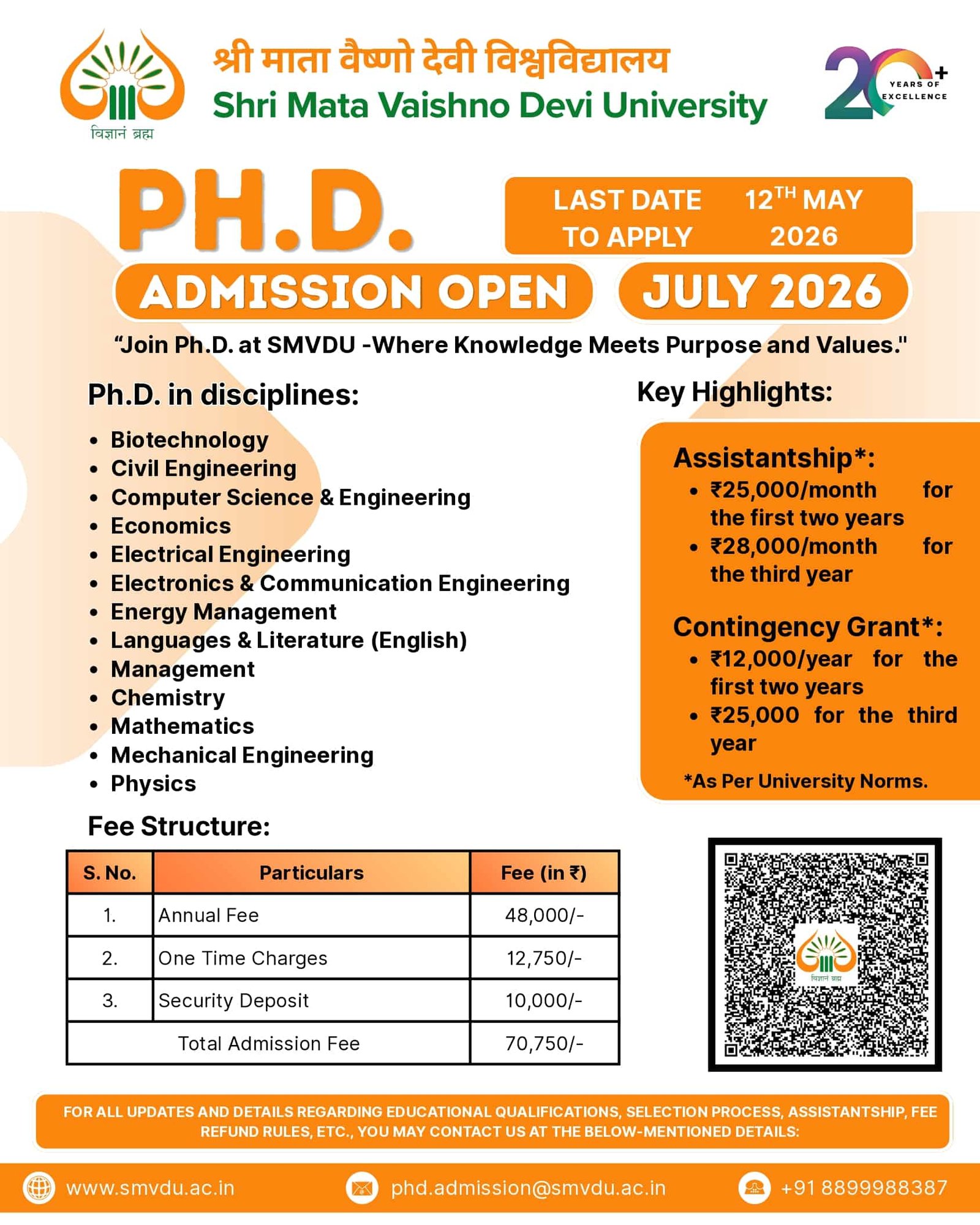 Advertisement for Ph.D. SMVDU 2026_page-0001 (1)